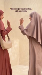 Hayna Yumna Abaya Set Hijab (Teracotta) - Gamis Syari Umrah Umroh Khimar