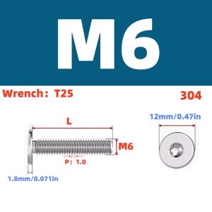 CM SS A2-70 5-10Pcs M5 M6 304 Stainless Steel Bolts Six 6-Lobe Torx Ultra Thin Super Low Flat Wafer Head Bolt Screw