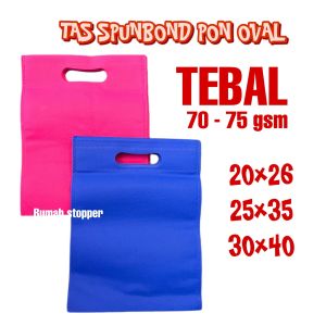 Tas Spunbond Goodie Bag Oval Uk 20x26 25x35 isi 20Pcs Tebal /Goodie Bag PLONG /Tas Kain /Tas Hajatan Polos