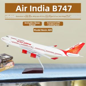 CHENXING | Large Rolling Light India Airline Boeing B747 Model Aircraft