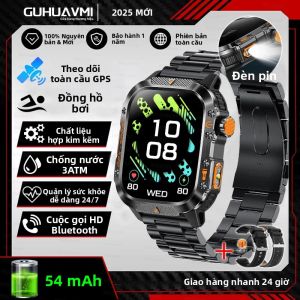 Đồng Hồ Thông Minh T-Rex 3 GPS Dành Cho Nam Đồng Hồ Quân Sự Thể Dục Thể Thao Chống Nước 10ATM Có Cuộc Gọi Bluetooth La Bàn Đèn Pin LED Theo Dõi Nhịp Tim