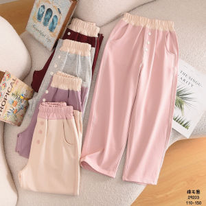 Soft Elastic 95 Cotton Fleece Yarn Straight Leg Pants for Baby Girls Spring Autumn Seasonal Comfortable Breathable Long Trousers