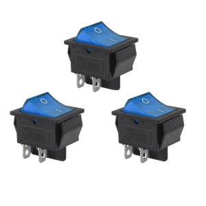 3pcs DPST KCD4 Rocker Switch 4 Pins 2 Position ON/OFF LED Light Illuminated Boat Rocker Switch Toggle Switch 125V 250V
