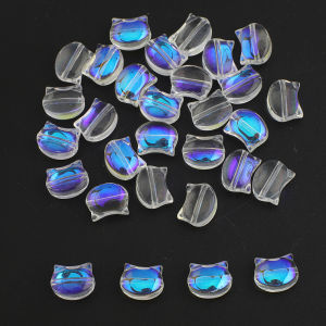 30 Hạt Cườm Thủy Tinh Pha Lê Hình Đầu Mèo Nhiều Màu Cầu Vồng 8x10MM Kiểu Czech Rời Dùng Làm Charm Trang Sức Tự Làm Làm Khuyên Tai