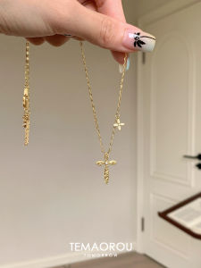 Large Size Gold Cross Pendant Necklace Womens Long Style Accessory Jewelry Elegant Trendy Fashion Cat Soft Brand New 2025