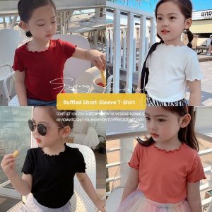 JIFANPAUL | Ice Silk Thin Summer T-shirt for Girls with Wooden Ear