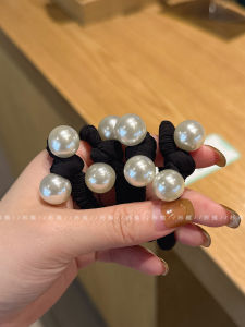 Basic Black Pearl Hair Ties Womens High Elasticity Hair Bands New 2025 Stylish Hair Accessories Original Design Fresh out