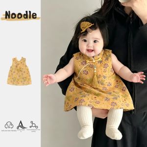 Sleeveless Thin New Chinese Style Floral Qipao Dress