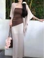 Jilei New Tea Old Story Knitted Fish Tail Mini Skirt Women's Slim Fit Inner Wear Tank Top Set Gentle Style Autumn Collection. 