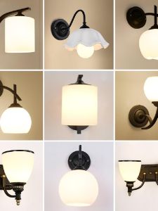 โคมไฟติดผนังสไตล์อเมริกันแบบเรียบง่ายสำหรับห้องนั่งเล่น ห้องนอน ห้องทำงาน ห้องนั่งเล่น โคมไฟ LED ที่นอน โคมไฟติดผนังแบบเรียบง่าย