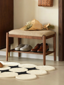 YUANSHI YUANSU | Solid Wood Walnut-colored Shoe Bench