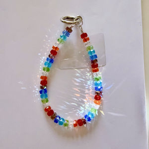 High Transparent Rainbow Crystal Phone Chain Beaded Bracelet Anti-Loss for Apple Huawei Mobile Phone Accessories Digital Parts