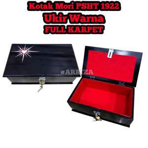 PROMO! KOTAK MORI PSHT Gloss Hitam Ukir Hati Bersinar Warna / Kotak Mori Terbuat Dari Kayu Jati Motif Hati Bersinar / Kotak Ikat Pinggang Pencak Silat / Tempat Mori Psht Termurah / Kotak Mori Anti Rayap / Kotak Mori Kayu Jati Ukir / Kotak Box Penyimpanan