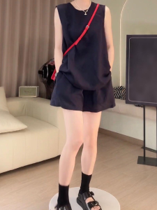 Shalldoer | High Waist Sleeveless Womens Set Back Hollow Out Summer Fashion Short Pants Two-Piece Suit Young Looking Hollow Out Top