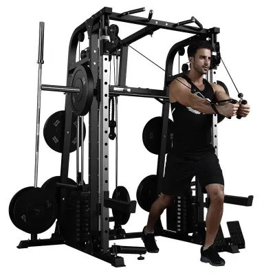 MAJOR Smith Machine SML09 Power Cage with Crossover Cable Machine and LAT Pulldown for Home Gym Smith Rack and Cage