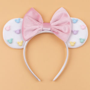 Disney Mickey Girl 3.3" Velvet Ear Headband For Girls Soft Butterfly Knot Headband Halloween Party Christmas Hair Accessories