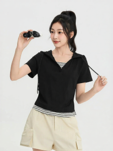 SANFU | Womens Casual T-Shirt Frill Waist