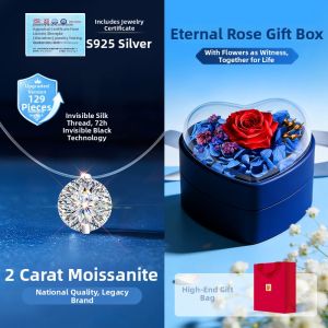 East Beauty | Invisible Fishline Silver Tear-Shaped Moissanite Necklace 2ct