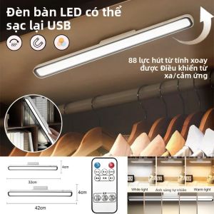 Đèn Bàn LED Có Thể Sạc Lại Với Thiết Kế Treo Từ Tính Điều Khiển Từ Xa Đèn Ngủ Mờ Vô Cấp Cho Tủ Quần Áo Phòng Ngủ Phong Cách Hiện Đại