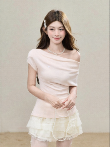 Áo Thun Knit Ôm Dáng Một Vai Lyocell