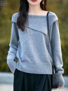 BALANYANG | Áo Sweater Xám Elegante Off-Shoulder
