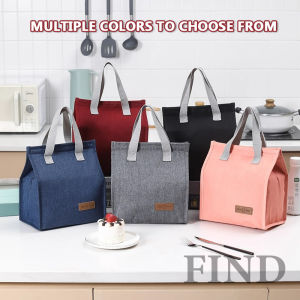 FIND Fashion Canvas Lunch Bag Portable Waterproof Thermal Insulation Lunch Box Storage Bento Bag