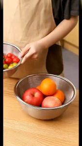 Vegetable Dish Rice Washing Bowl Metal Strainer Fine Mesh Colander Stainless Steel Cleaner Fruit Basket Kitchen Counter