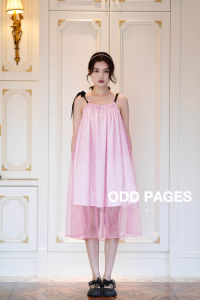 ODD PAGES Đầm Công Chúa Tay Không Thêu Hoa Màu Hồng Mùa Xuân Hè Đầm Ngủ Kiểu Pháp Cho Nữ Đầm Dự Tiệc Sinh Nhật
