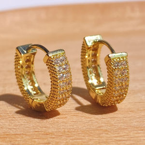 Trendy Black Copper Zirconia Round Earrings For Women Girls Lover Green Metal Crystal Earring Party Birthday Daily Jewelry