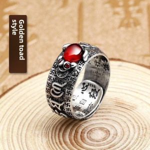 Thai Silver Ring with Heart Sutra Design for Men And Women Retro Six-Syllable True Word Talisman Jewelry Fashionable Accessory
