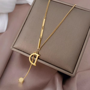 C.three 18K Gold Plated Stainless Steel Initial Necklaces Letter Pendant for Women Accessories Jewelry