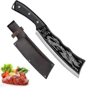 Black Dragon Knife Japanese Titanium Steel Version stainless steel super sharp original slicing knife for meat forged thickening chefs knife mongolian heavy duty professional premium blade titanium butcher knife bone chopping set kitchen accessories