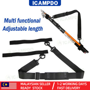 ICAMPDO Fishing Rod Carrier Strap Sling Band Adjustable Shoulder Belt Travel Tackle Holder full set accessories tali beg pinggang sling panjang