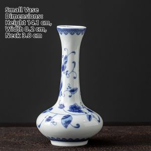 Retro Blue And White Porcelain Flower Vase Small Size Ceramic Flower Holder for Living Room Tea Ceremony Decorative Ornament