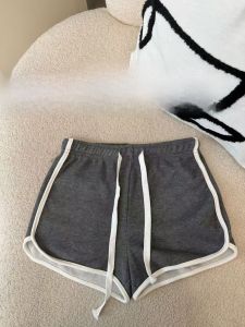 Màu Xám Cao Vòng Eo Thể Thao Mỏng Quần Short Quần Đùi Phụ Nữ Mùa Hè Tại Nhà Thoải Mái Đa Năng Nóng Quần Đồ Ngủ Pure Desire Quần Ống Rộng Thoải Mái