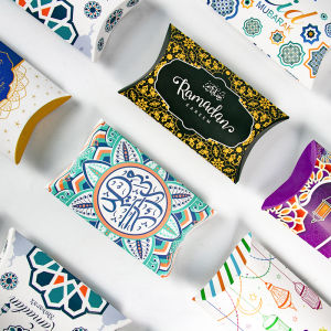 10pcs Ramadan Mubarak Gift Boxes Pillow Shape Candy Cookie Packaging Favors EID Mubarak Decorations 2024 Islam Muslim Party
