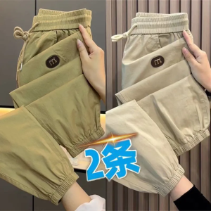 Summer Thin Ice Silk Workwear Pants Womens Cool Sensation Dry Sun Protection Large Size Harlan Sports Trousers Casual Style