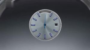 31mm/29mm Watch Dial Fit Miyota 8285 Brushed Silver With Blue Luminous Index Date Window Mod Parts
