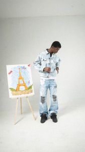 H1 Baggy Songket - Light Blue Splashes - Celana Jeans