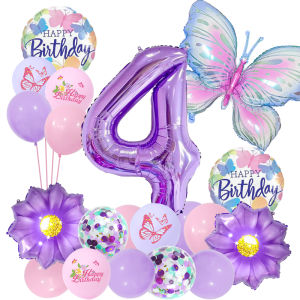 New Purple Butterfly Aluminum Foil Balloons Set Girls Birthday Party Decoration Living Room Scene Arrangement Fresh Style
