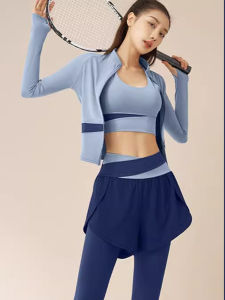 WANGGONGZHU | Princess Style Fitness Yoga Set Womens Quick Dry Three Piece Color Block Design Summer 2025 New Arrival Gym Sportswear