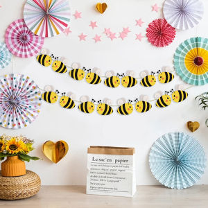 Bumble Bee Banner Honey Bee Garland Bunting for Bee Themed Party Gender Reveal Birthday Party Decorations Props