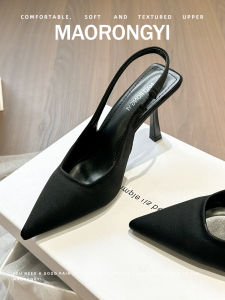 Elegant Pointed Toe High Heels with Wrap around Ankle Straps Black Summer Sandals for Women Thin Stiletto Adult Gift