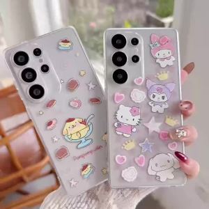 Sanrio | Ốp Điện Thoại TPU Trong Suốt Hình Hoạt Hình Chó Pudding Hello Kitty Sanrio Dễ Thương Dành Cho Samsung S26 Ultra Plus S25 Edge S24 FE - Chống Sốc Chống Xước