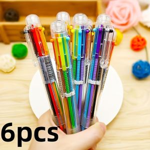 6/12pcs 0.5mm 6-in-1 Multicolor Ballpoint Pen: 6 Transparent Ballpoint Pen For Office School & Gifts