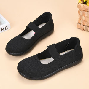 Comfortable Breathable Soft Bottom Fly Knit Womens Shoes Traditional Beijing Cloth Shoes Leisure Shoes for Middle-Aged And Elderly