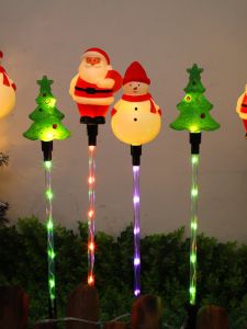 Christmas LED String Lights Santa Claus Snowman Outdoor Decorative Lighting Solar Powered Plastic Body Festive Atmosphere