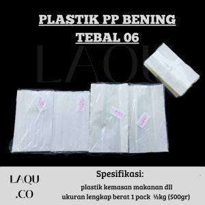 Plastik PP Bening tebal 06 20x25 20x30 20x35 20x40 23x35 23x40 25x40 28x45 plastik bening kemasan makanan