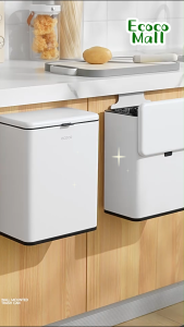 Thùng rác inox ECOCO 6L nắp mở 2 chiều chuyên dụng treo tủ bếp nhà vệ sinh chống mùi thế hệ mới tặng kèm miếng dán25148