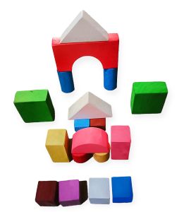 Mainan anak edukatif susun balok warna 18 pcs puzzle kayu mainan balok kayu untuk melatih kreativitas anak